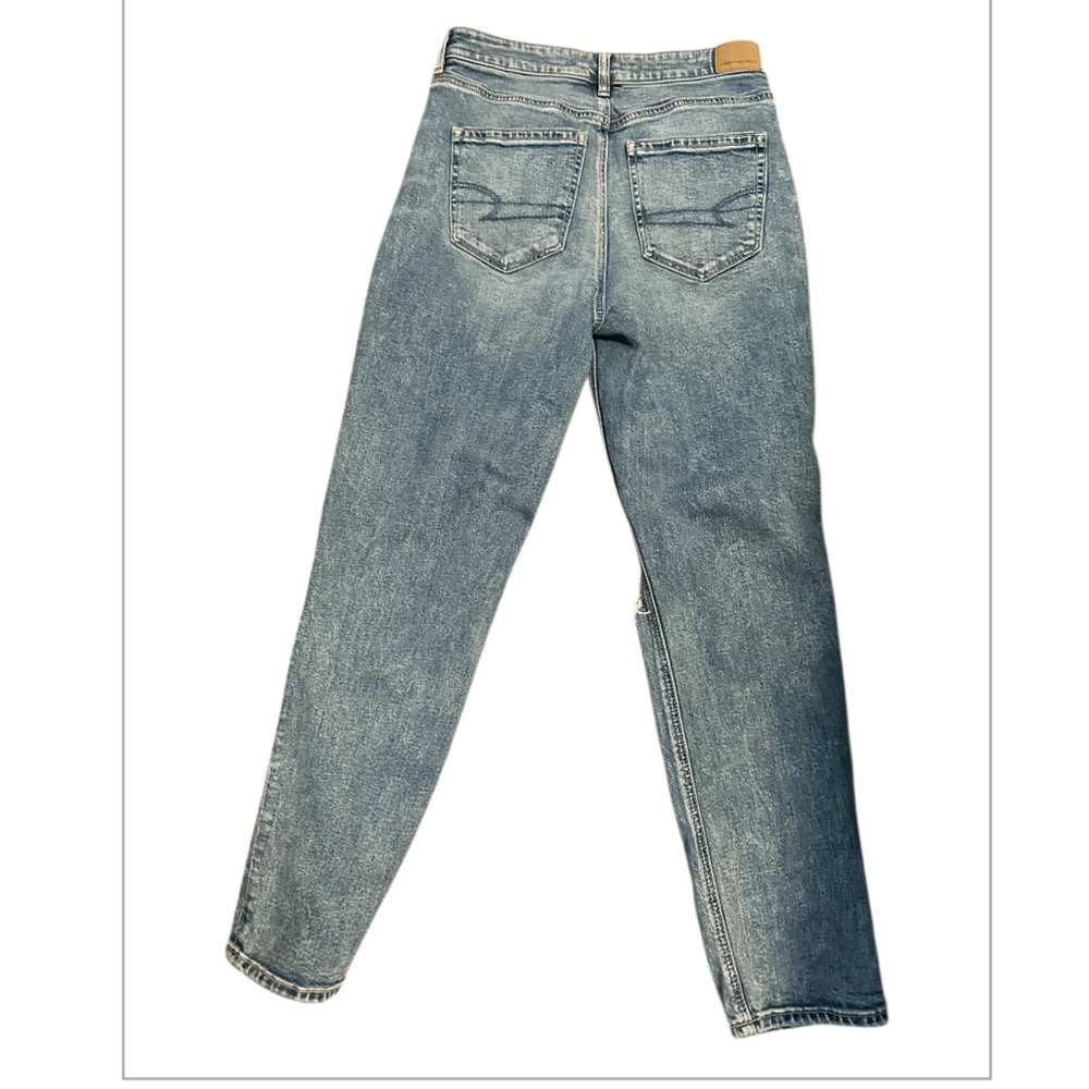 AE Light Blue  High-Rise Striged  Ripped Mom Jeans Size 6 Excellent Condition - Picture 6 of 9